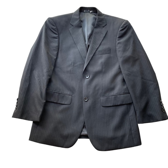 Emanuel Ungaro Suit Blazer Jacket Black pinstripe Size 36S Formal Wool office - Picture 9 of 11